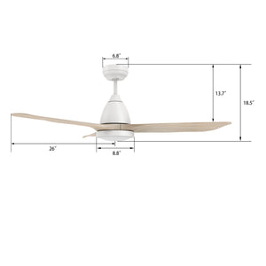 Carro - VS523F3-L12-WM1-1 - 52"Smart Ceiling Fan - Garrick - White