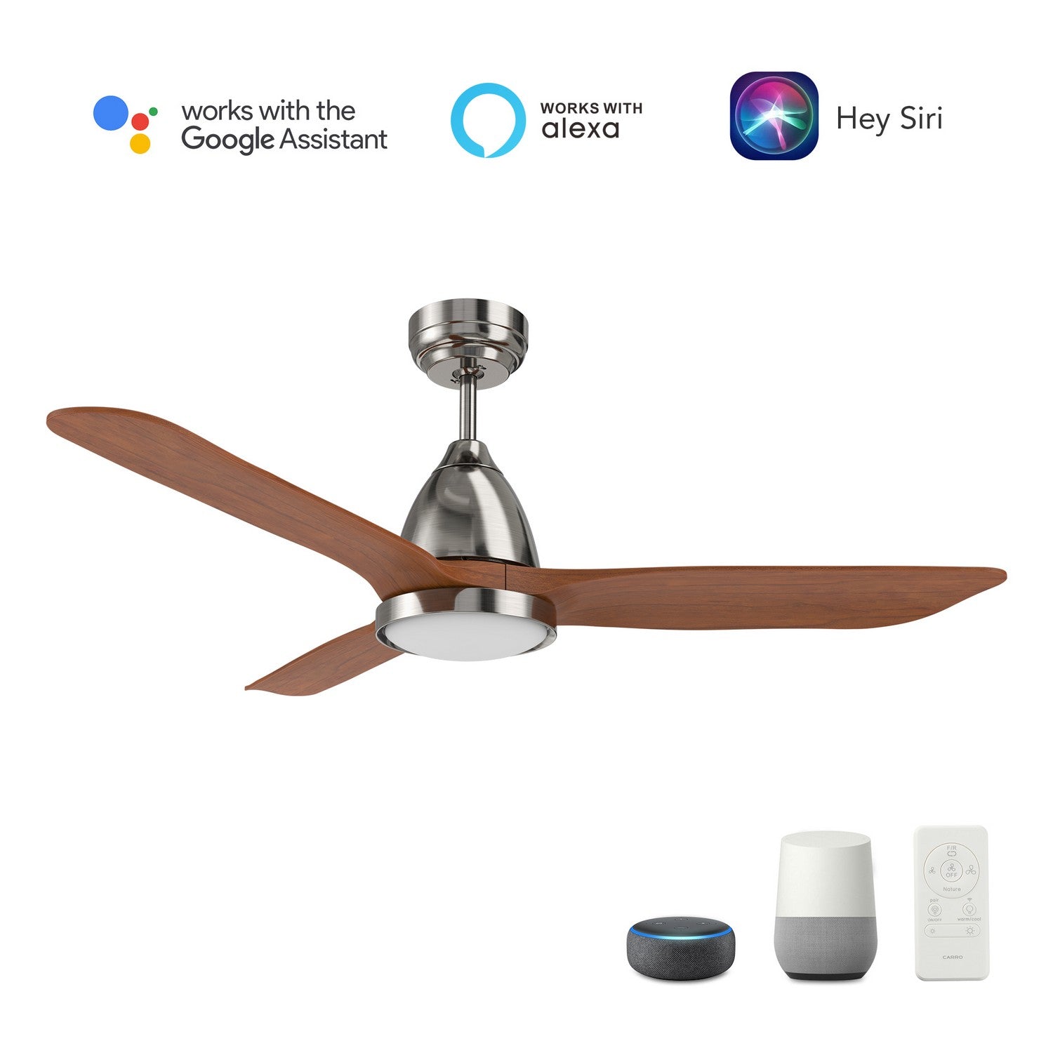 Carro - VS523F3-L12-SM2-1 - 52"Smart Ceiling Fan - Garrick - Silver