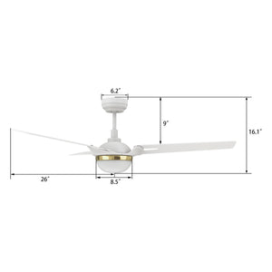 Carro - VS523A3-L12-W1-1A - 52"Smart Ceiling Fan - Bedford - White