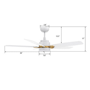 Carro - VS525B4-L12-W1-1G - 52"Smart Ceiling Fan - Peyton - White