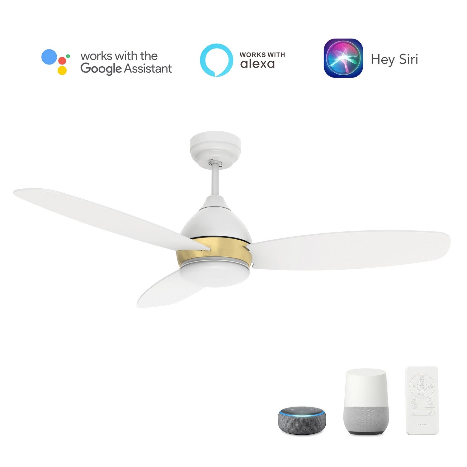 Carro - VS483Q6-L12-W1-1A - 48"Smart Ceiling Fan - Hobart - White