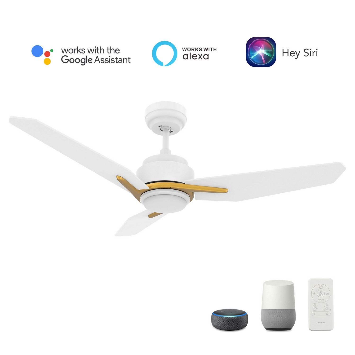 Carro - VS483J3-L11-W1-1G - 48"Smart Ceiling Fan - Tracer - White