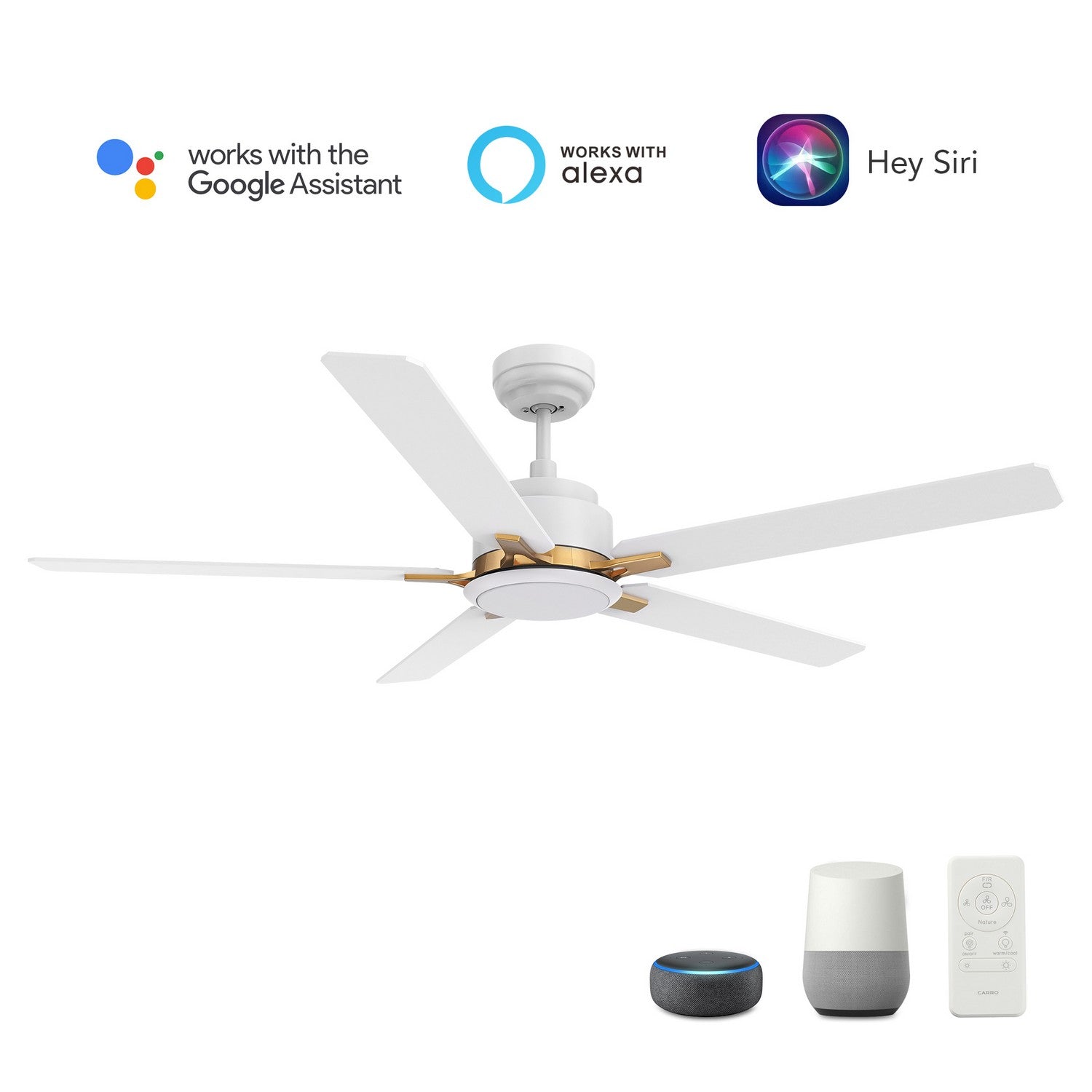 Carro - VS525J-L12-W1-1G - 52"Smart Ceiling Fan - Espear - White