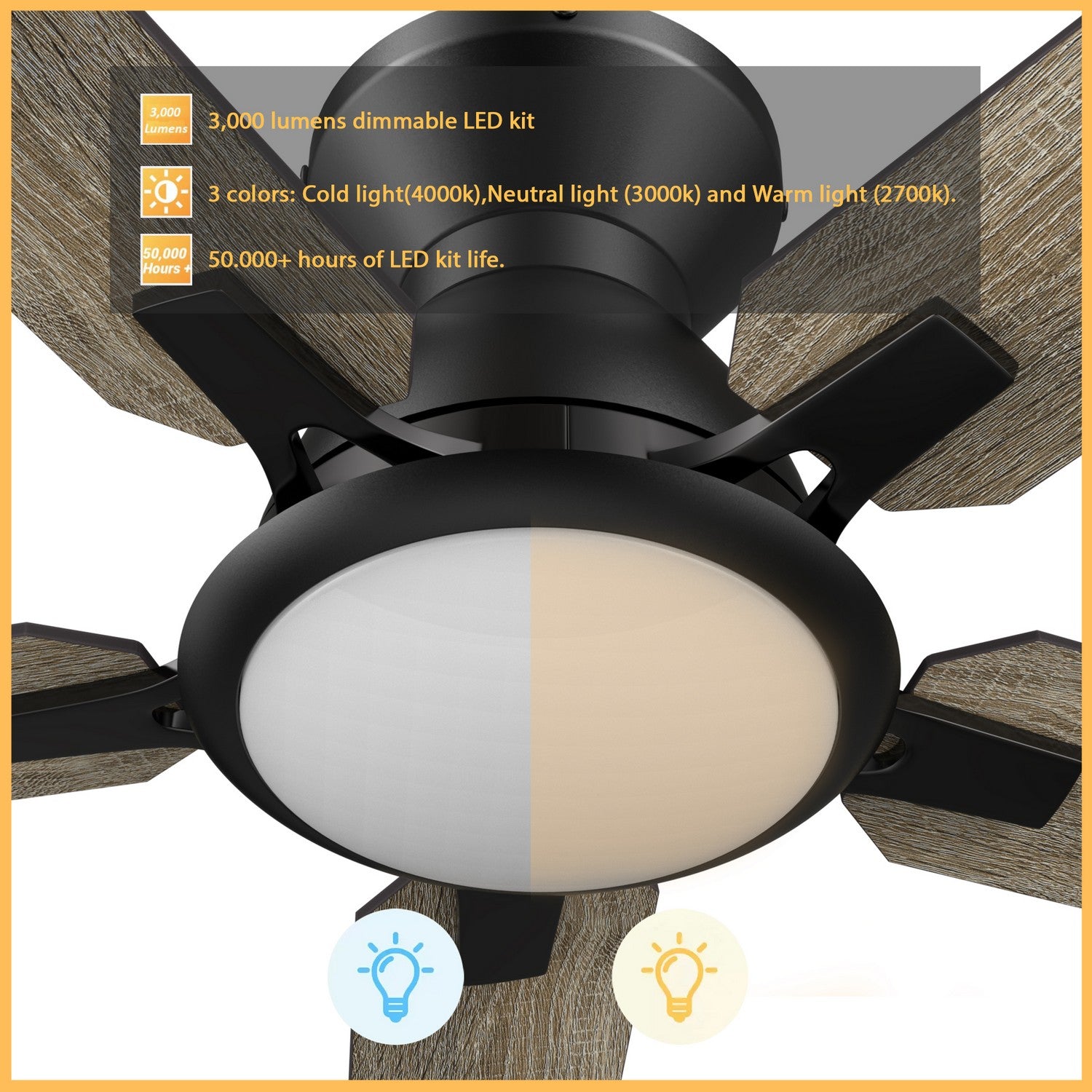 Carro - VS525J-L12-BG-1-FM - 52"Smart Ceiling Fan - Espear - Black