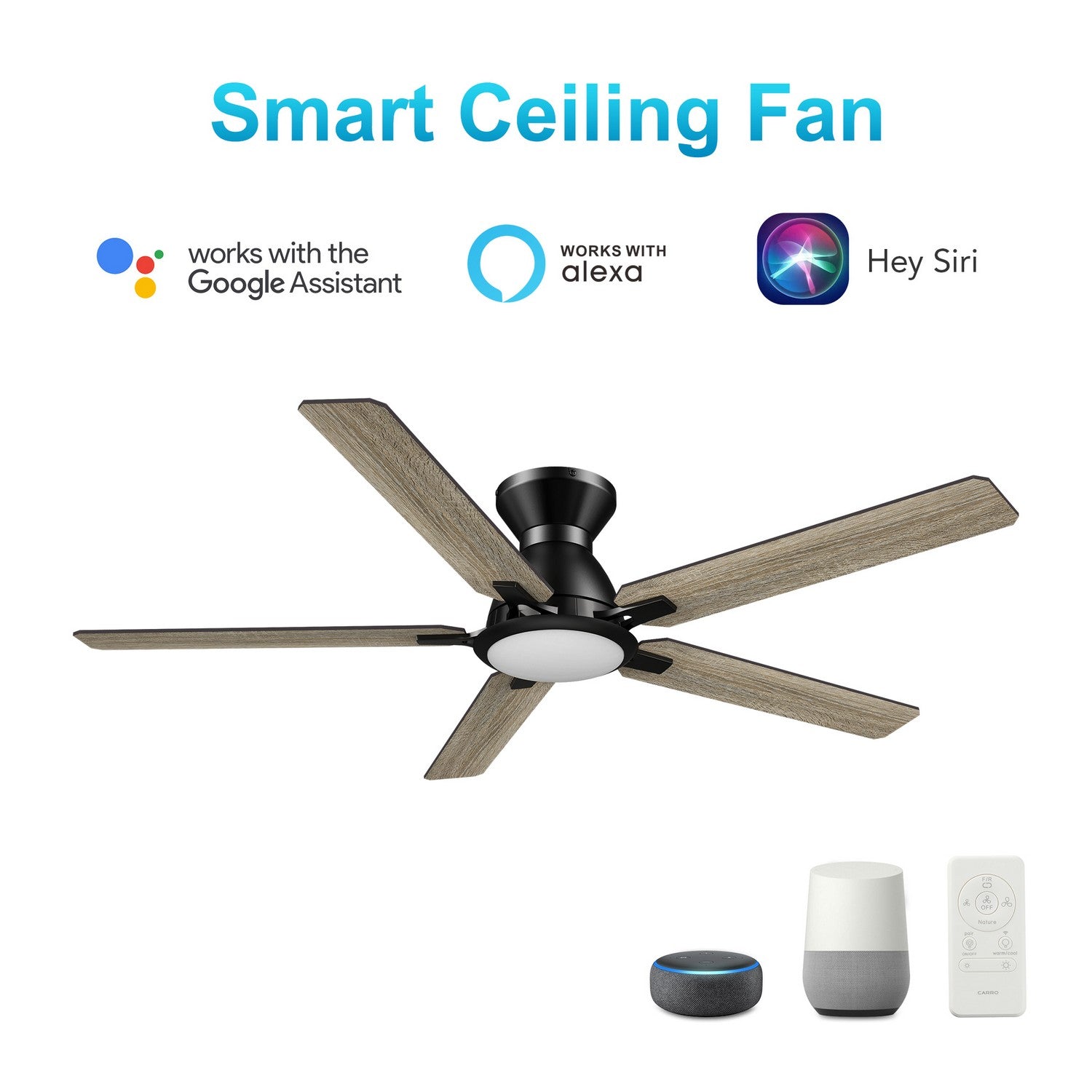 Carro - VS525J-L12-BG-1-FM - 52"Smart Ceiling Fan - Espear - Black