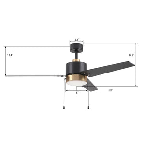 Carro - VWGA-523A3-L12-B2-1G - 52"Ceiling Fan - Kesteven - Black