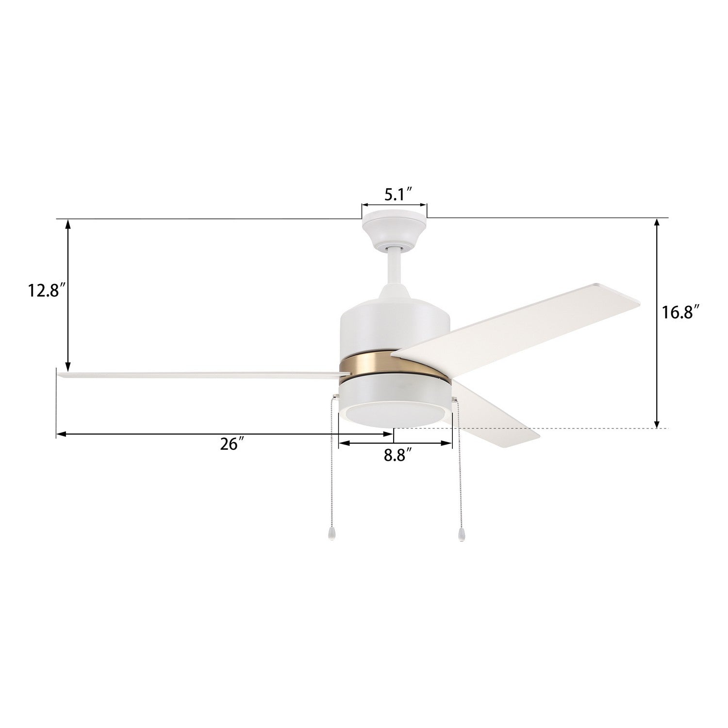 Carro - VWGA-523A5-L12-W1-1G - 52"Ceiling Fan - Flint - White