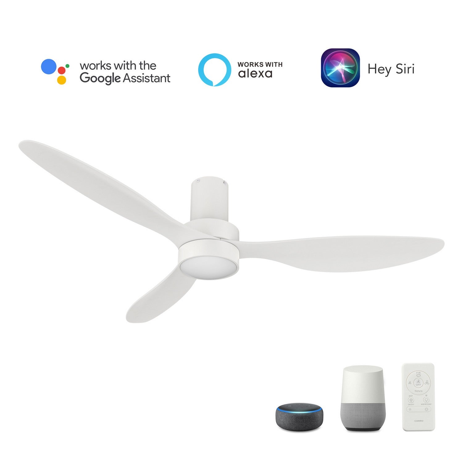 Carro - VS523N4-L11-W1-1-FM - 52"Smart Ceiling Fan - Aurora - White