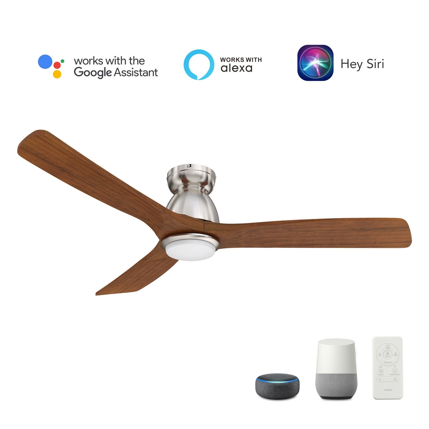 Carro - VS523N3-L11-SM2-1-FM - 52"Smart Ceiling Fan - Akron - Silver