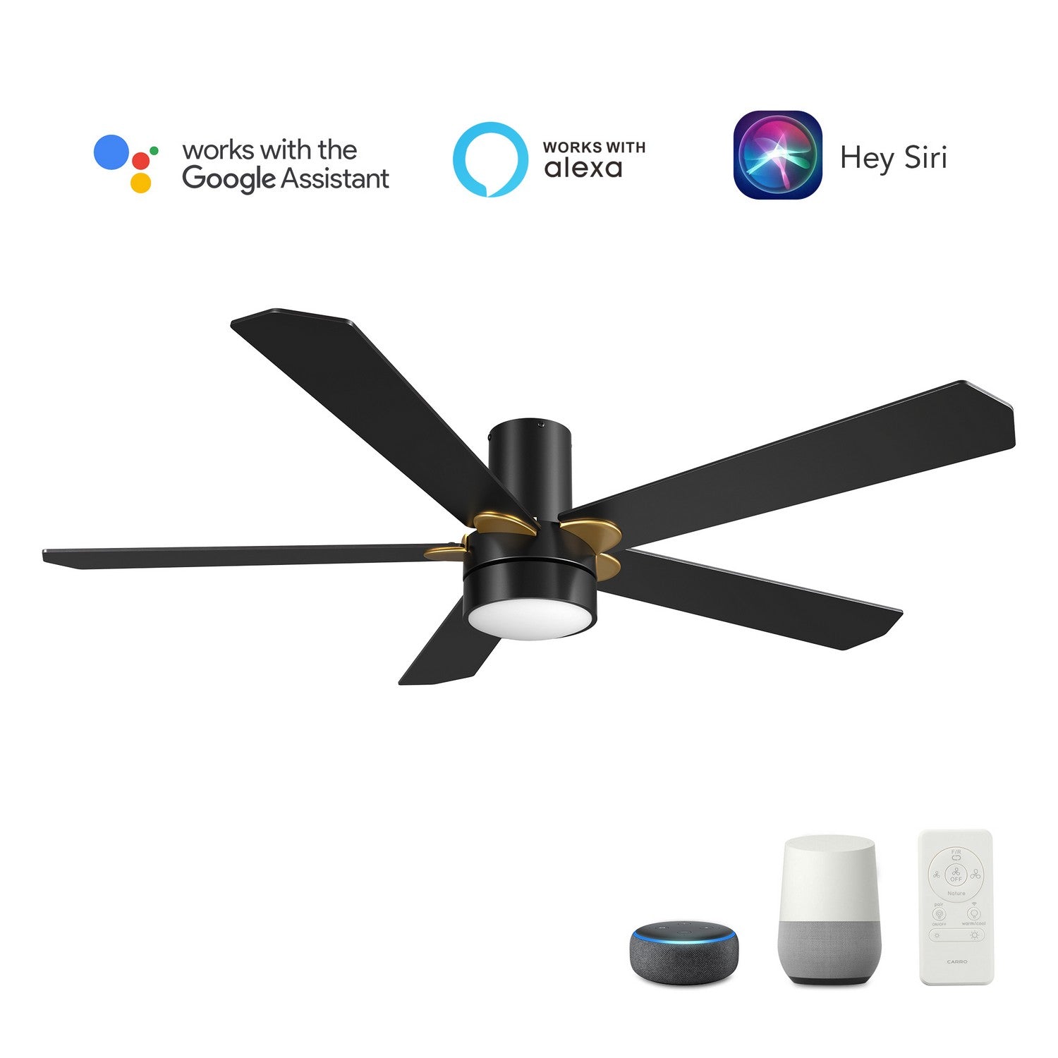 Carro - VS525E2-L11-B2-1G-FM - 52"Smart Ceiling Fan - Tampa - Black