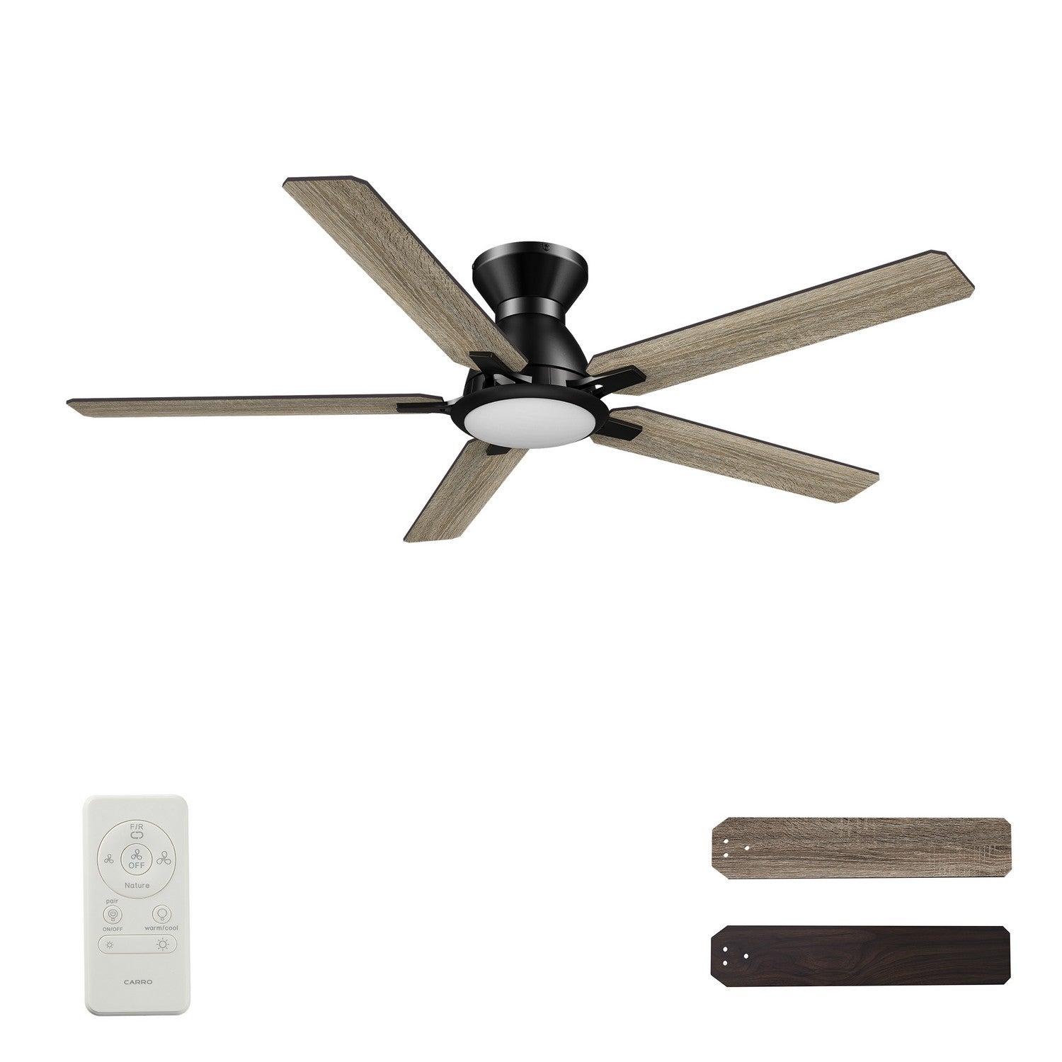 Carro - YDC525J-L12-BG-1-FM - 52" Ceiling Fan - Bristol - Black