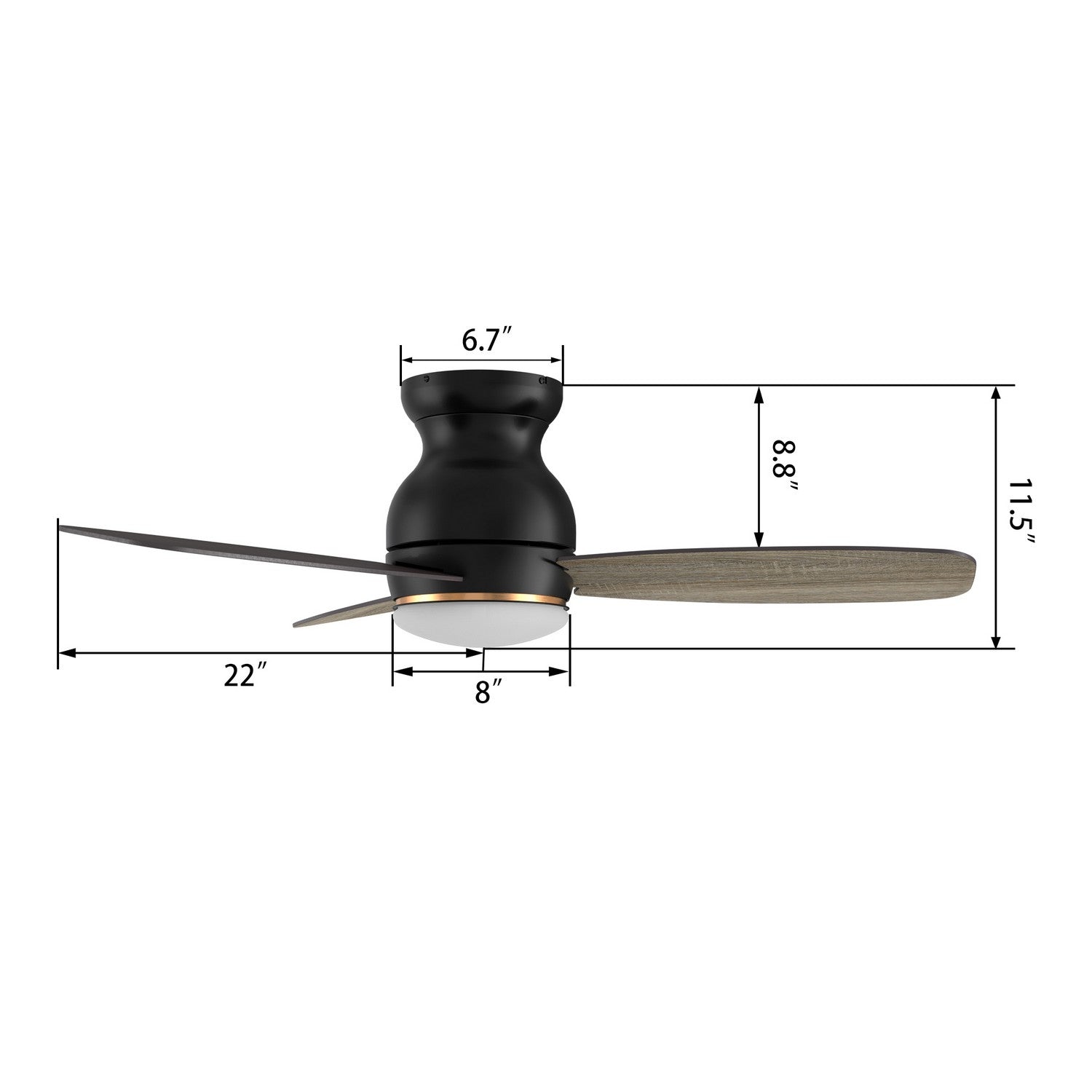 Carro - YDC443Q-L12-BG-1-FM - 44" Ceiling Fan - Honiton - Black