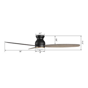 Carro - YDC603Q-L12-BG-1-FM - 60" Ceiling Fan - Honiton - Black