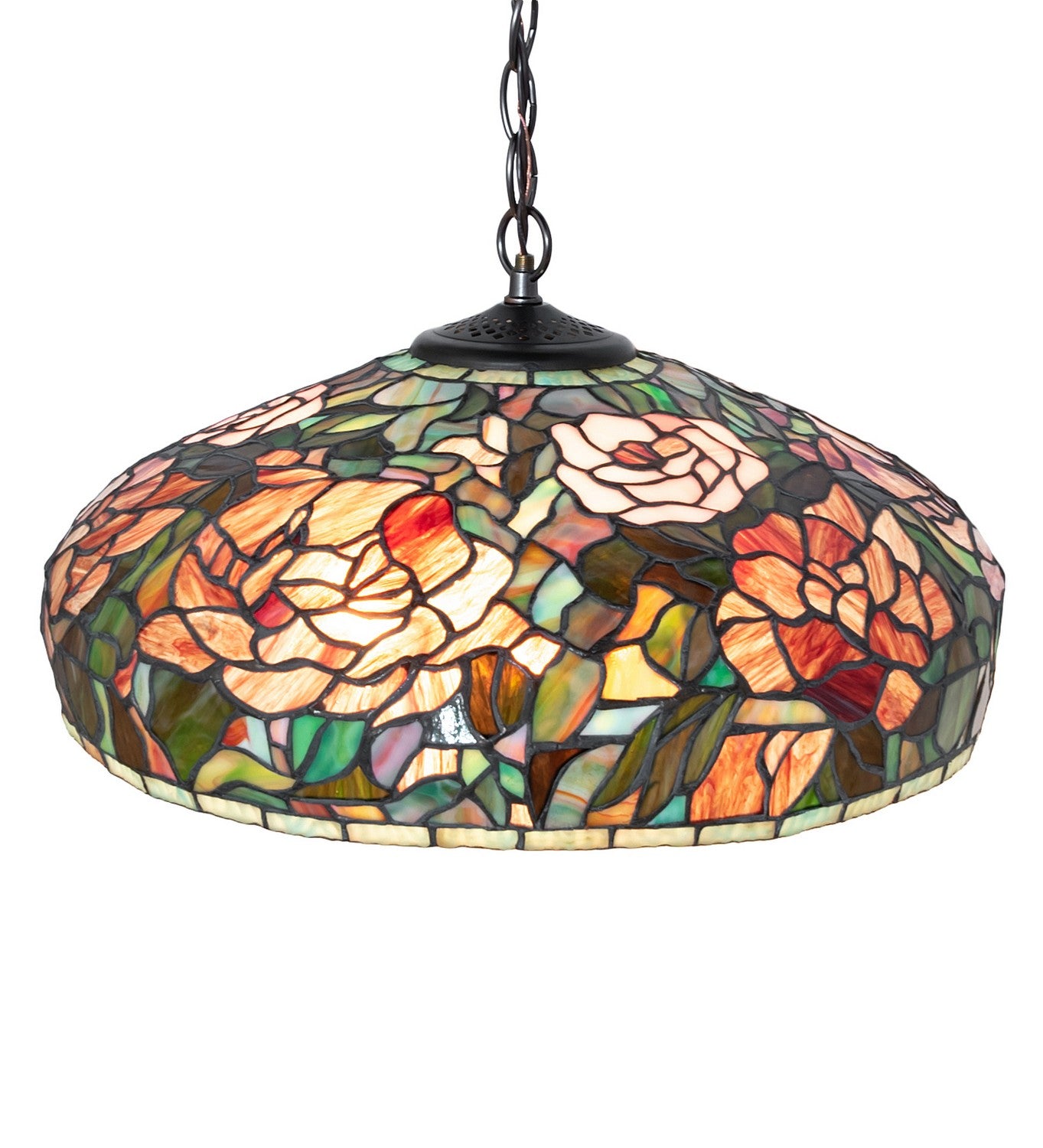 Meyda Tiffany - 12752 - Three Light Pendant - Tiffany Peony - Mahogany Bronze