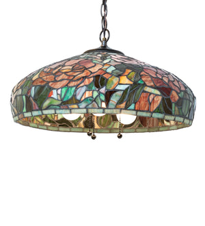 Meyda Tiffany - 12752 - Three Light Pendant - Tiffany Peony - Mahogany Bronze