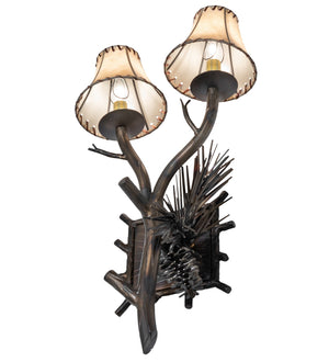 Meyda Tiffany - 261117 - Two Light Wall Sconce - Pinewood - Light Burnished Antique Copper