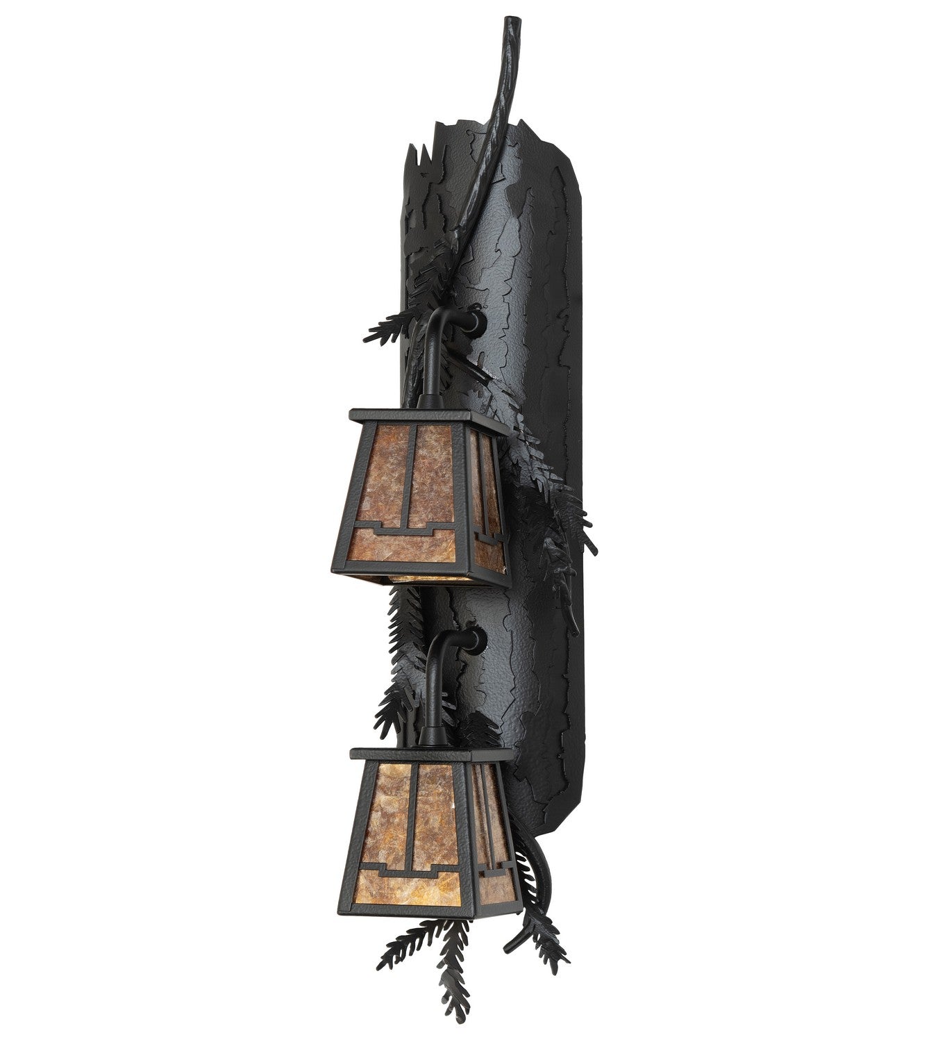 Meyda Tiffany - 261858 - Two Light Wall Sconce - Pine Branch - Black Satin Wrought Iron