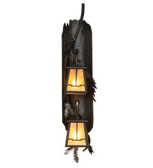 Meyda Tiffany - 261858 - Two Light Wall Sconce - Pine Branch - Black Satin Wrought Iron