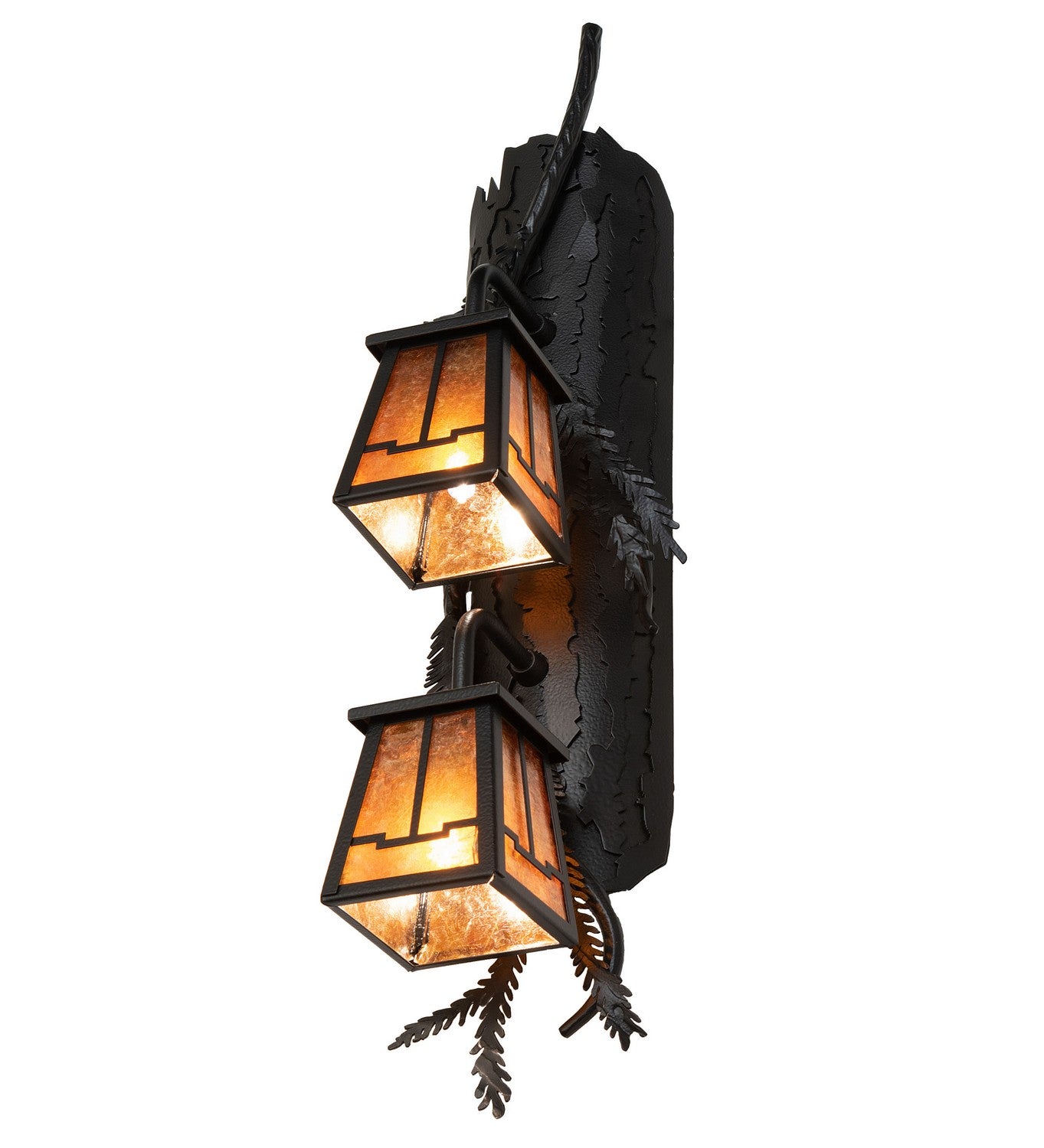 Meyda Tiffany - 261858 - Two Light Wall Sconce - Pine Branch - Black Satin Wrought Iron