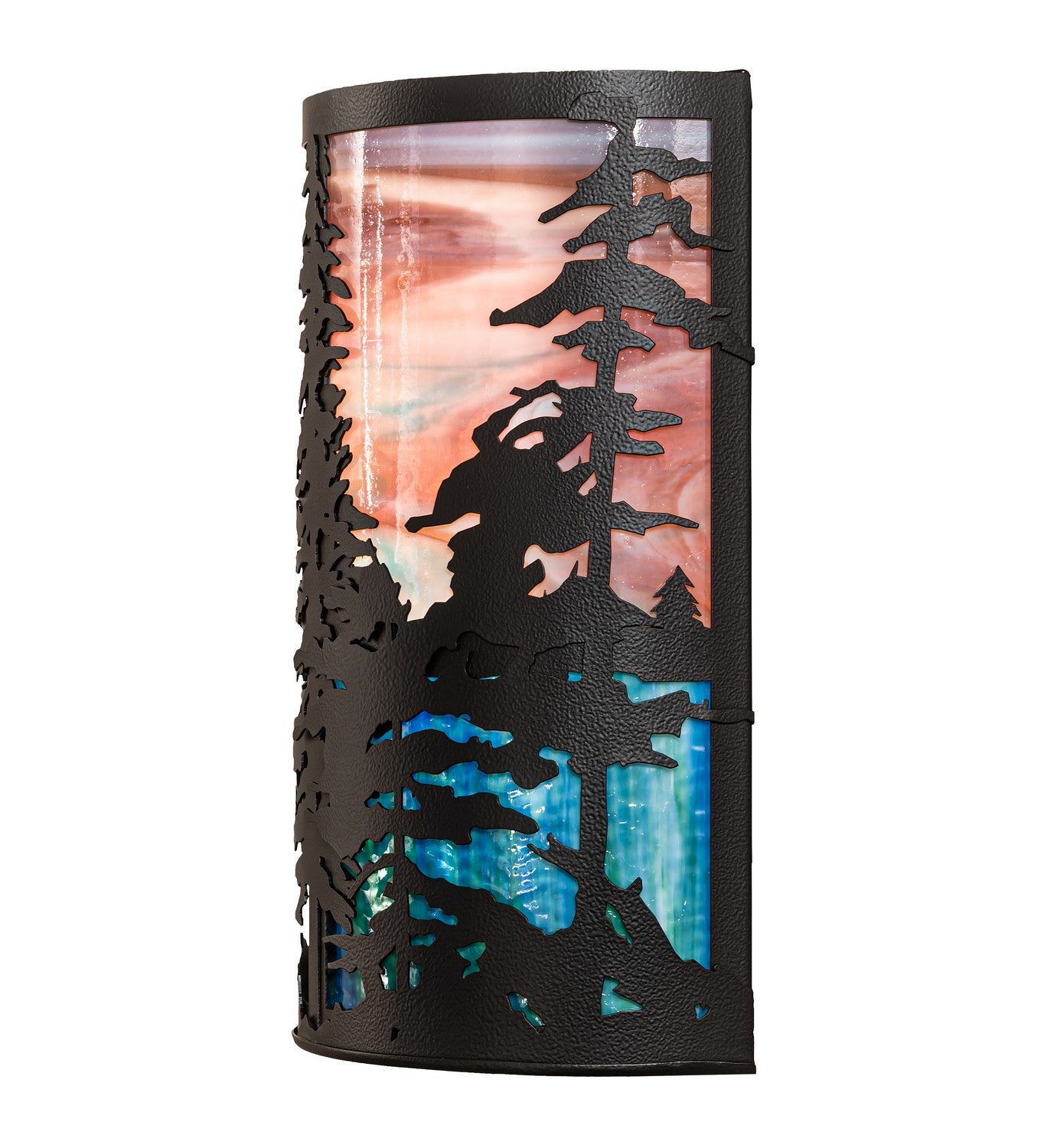 Meyda Tiffany - 261859 - Two Light Wall Sconce - Tall Pines - Black Satin Wrought Iron