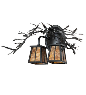 Meyda Tiffany - 261860 - Two Light Wall Sconce - Pine Branch - Black Satin Wrought Iron