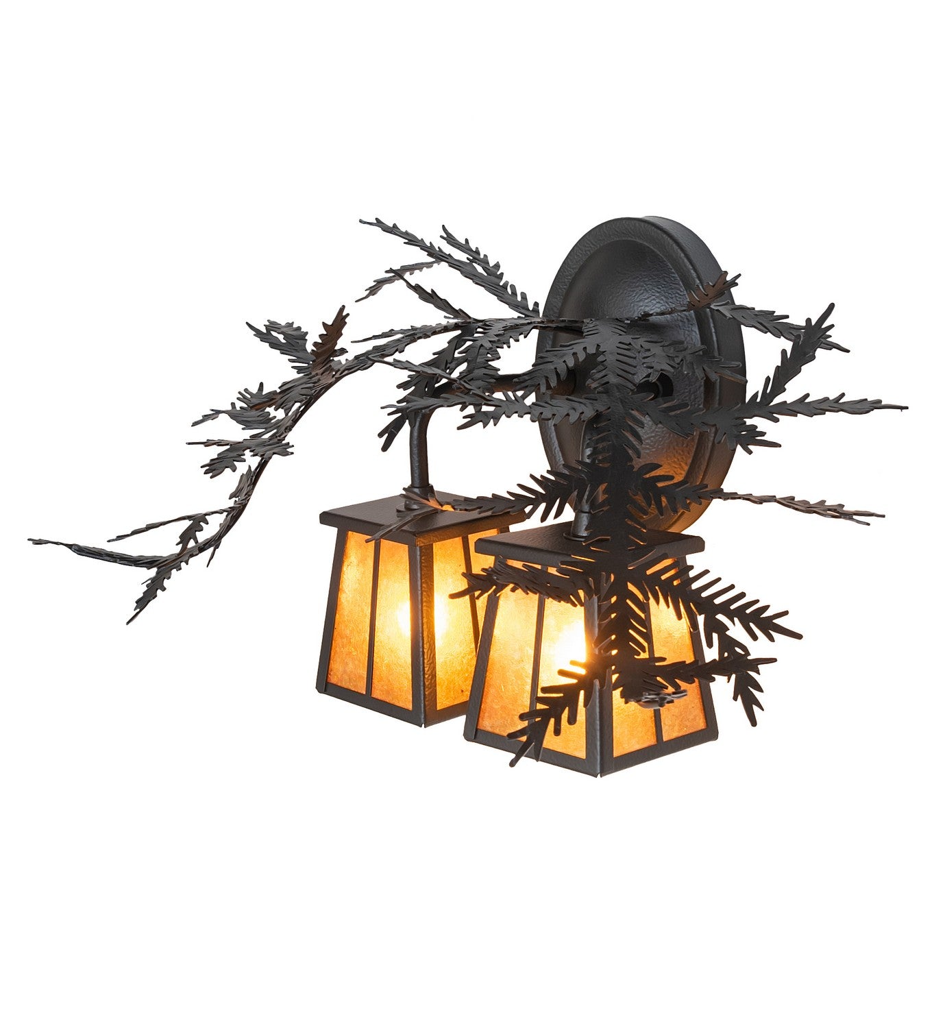 Meyda Tiffany - 261860 - Two Light Wall Sconce - Pine Branch - Black Satin Wrought Iron