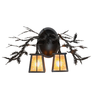 Meyda Tiffany - 261860 - Two Light Wall Sconce - Pine Branch - Black Satin Wrought Iron