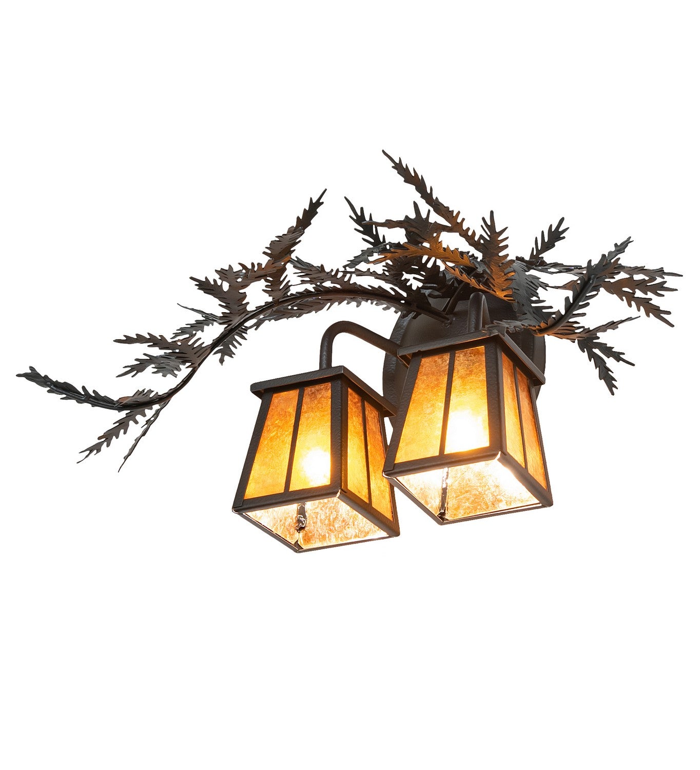 Meyda Tiffany - 261860 - Two Light Wall Sconce - Pine Branch - Black Satin Wrought Iron