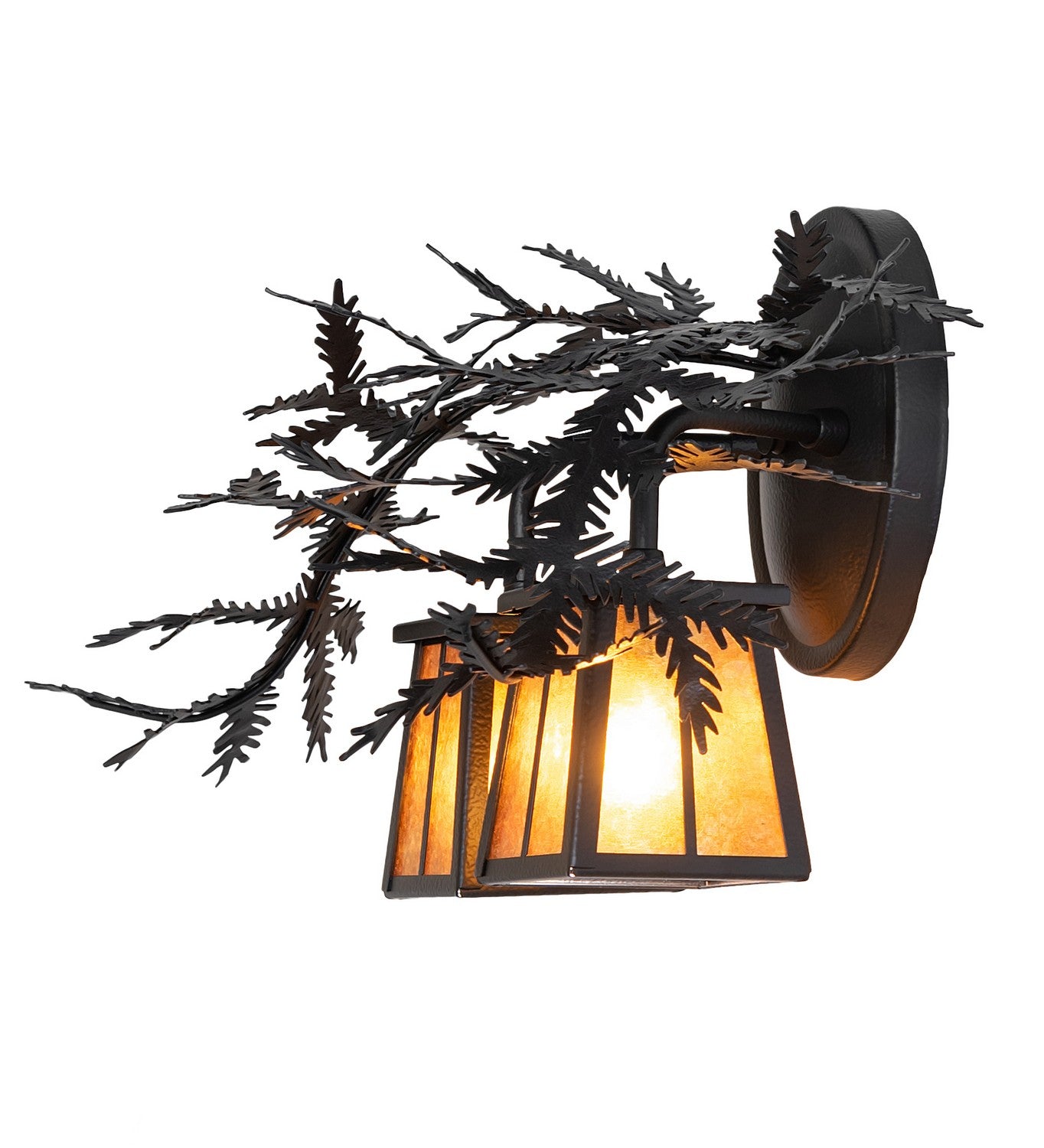 Meyda Tiffany - 261860 - Two Light Wall Sconce - Pine Branch - Black Satin Wrought Iron