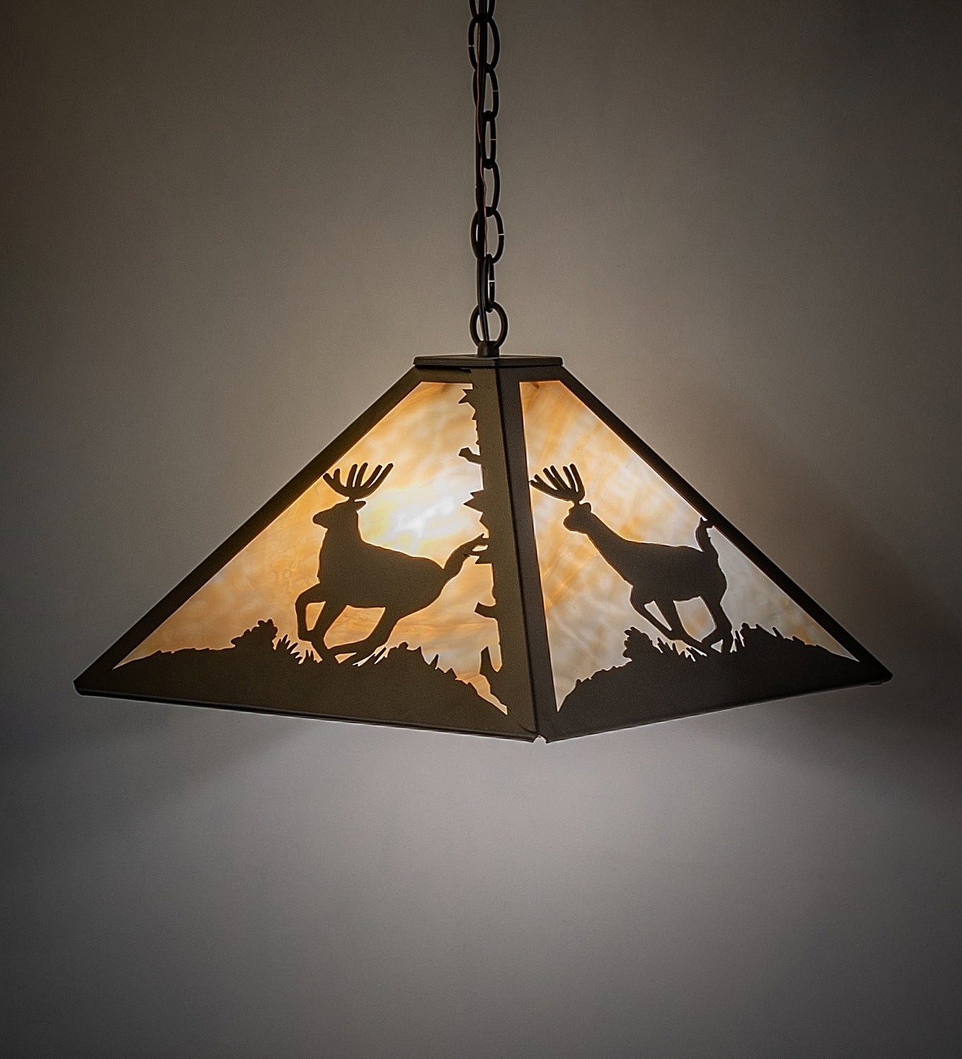 Meyda Tiffany - 262422 - Three Light Pendant - Lone Deer - Textured Black