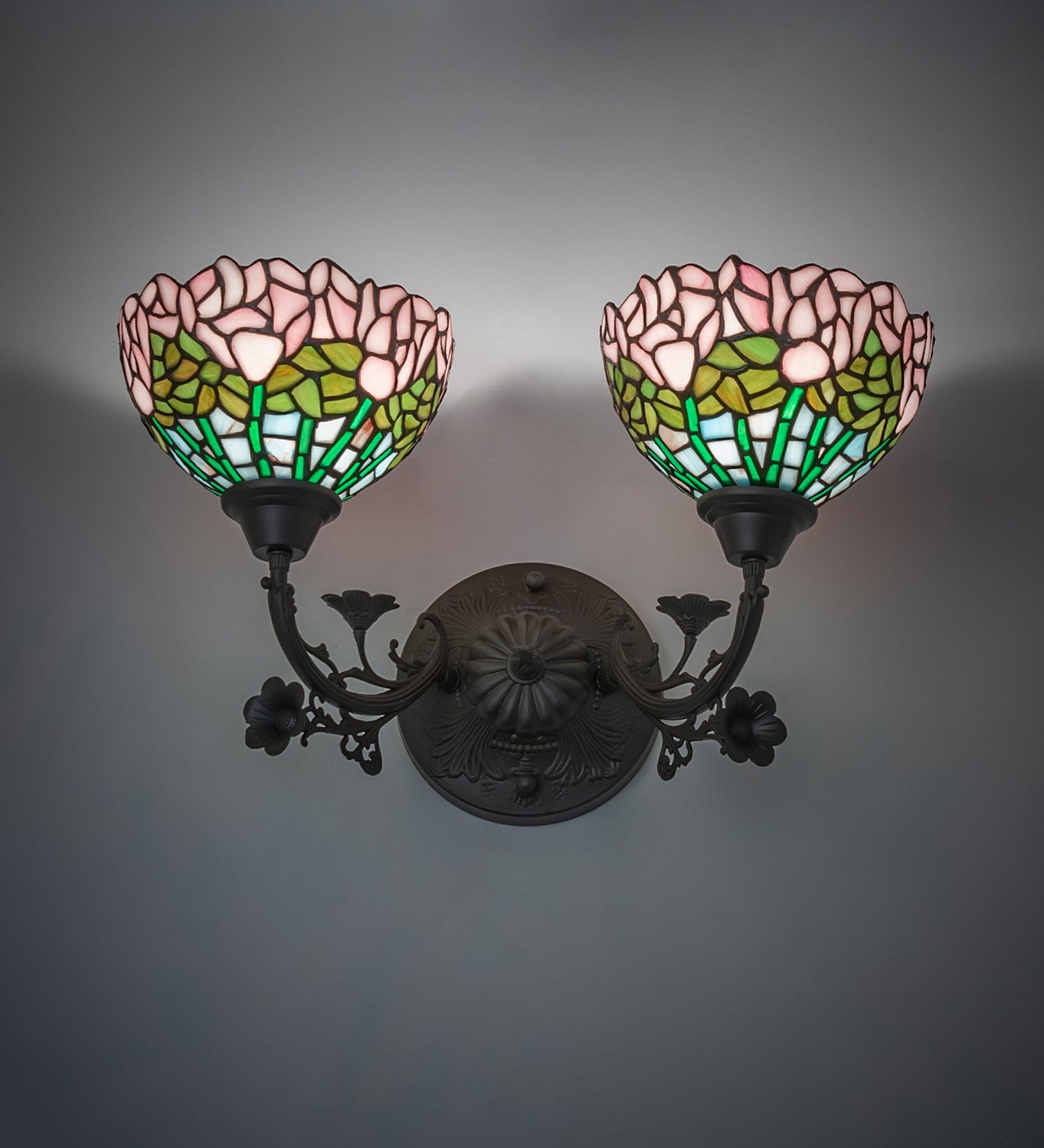 Meyda Tiffany - 263351 - Two Light Wall Sconce - Tiffany Cabbage Rose