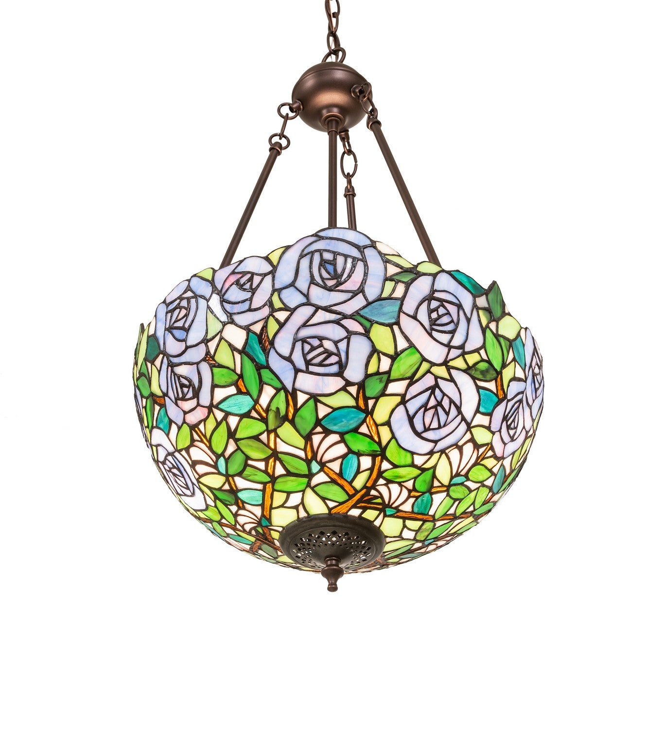 Meyda Tiffany - 263406 - Two Light Pendant - Rose Garden - Mahogany Bronze