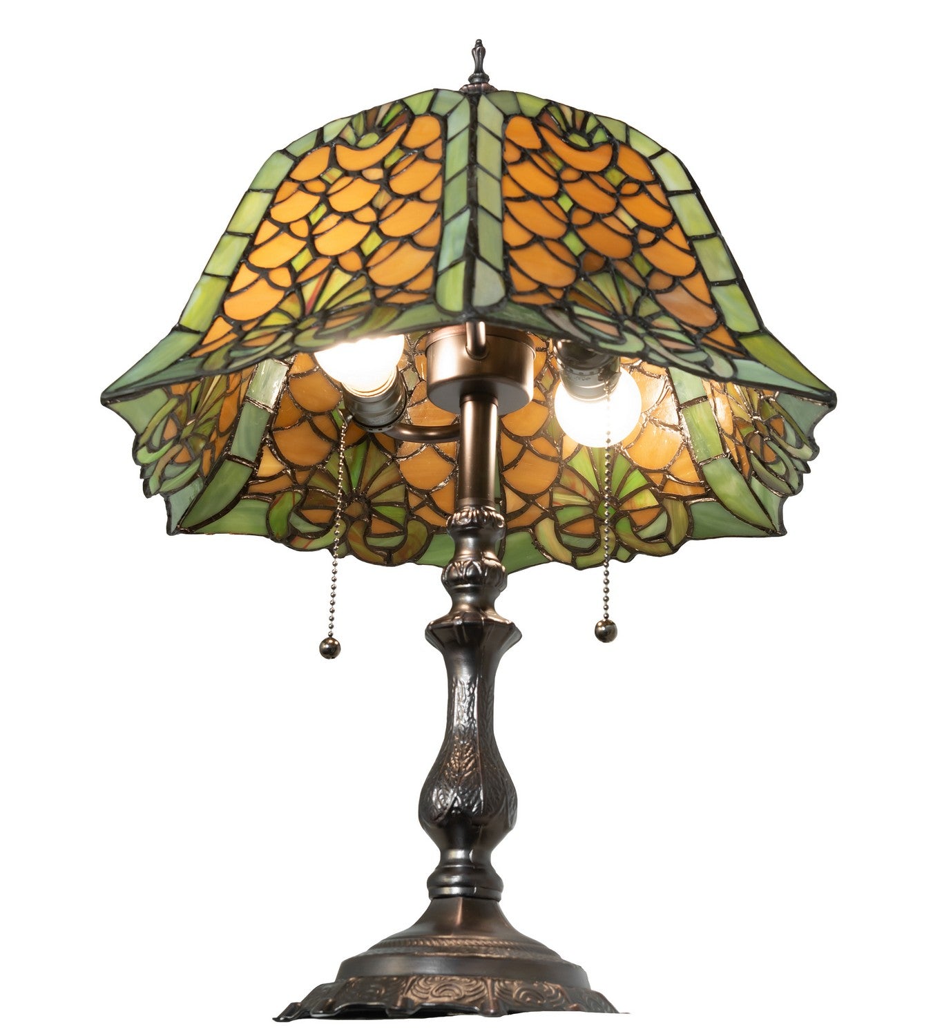 Meyda Tiffany - 264857 - Two Light Table Lamp - Duffner & Kimberly Shell & Diamond - Mahogany Bronze