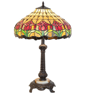 Meyda Tiffany - 265014 - One Light Table Lamp - Colonial Tulip - Mahogany Bronze