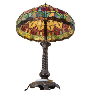 Meyda Tiffany - 265014 - One Light Table Lamp - Colonial Tulip - Mahogany Bronze