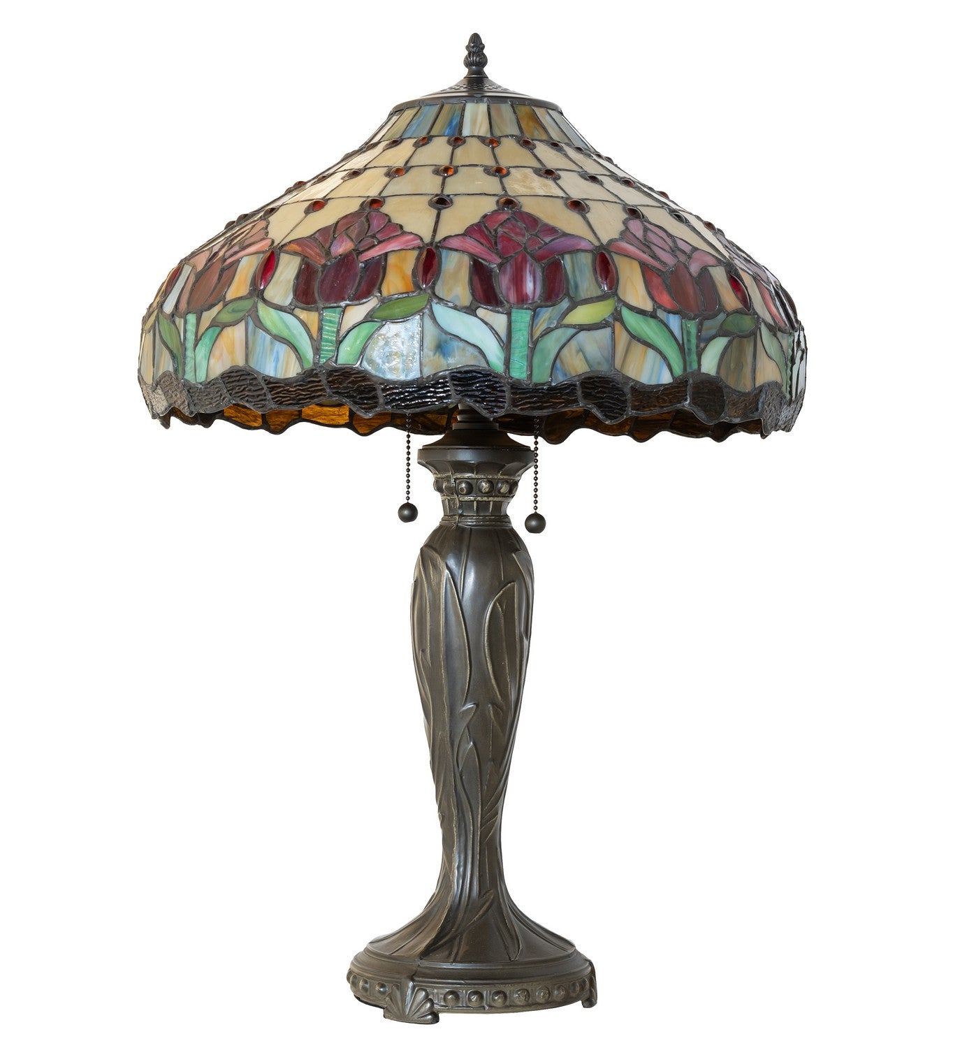 Meyda Tiffany - 265019 - Two Light Table Lamp - Colonial Tulip - Bronze