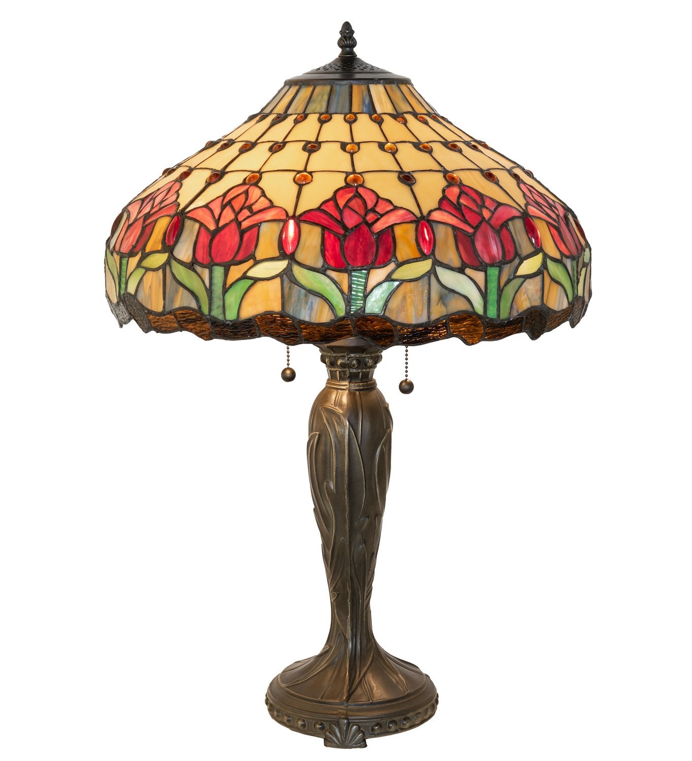 Meyda Tiffany - 265019 - Two Light Table Lamp - Colonial Tulip - Bronze