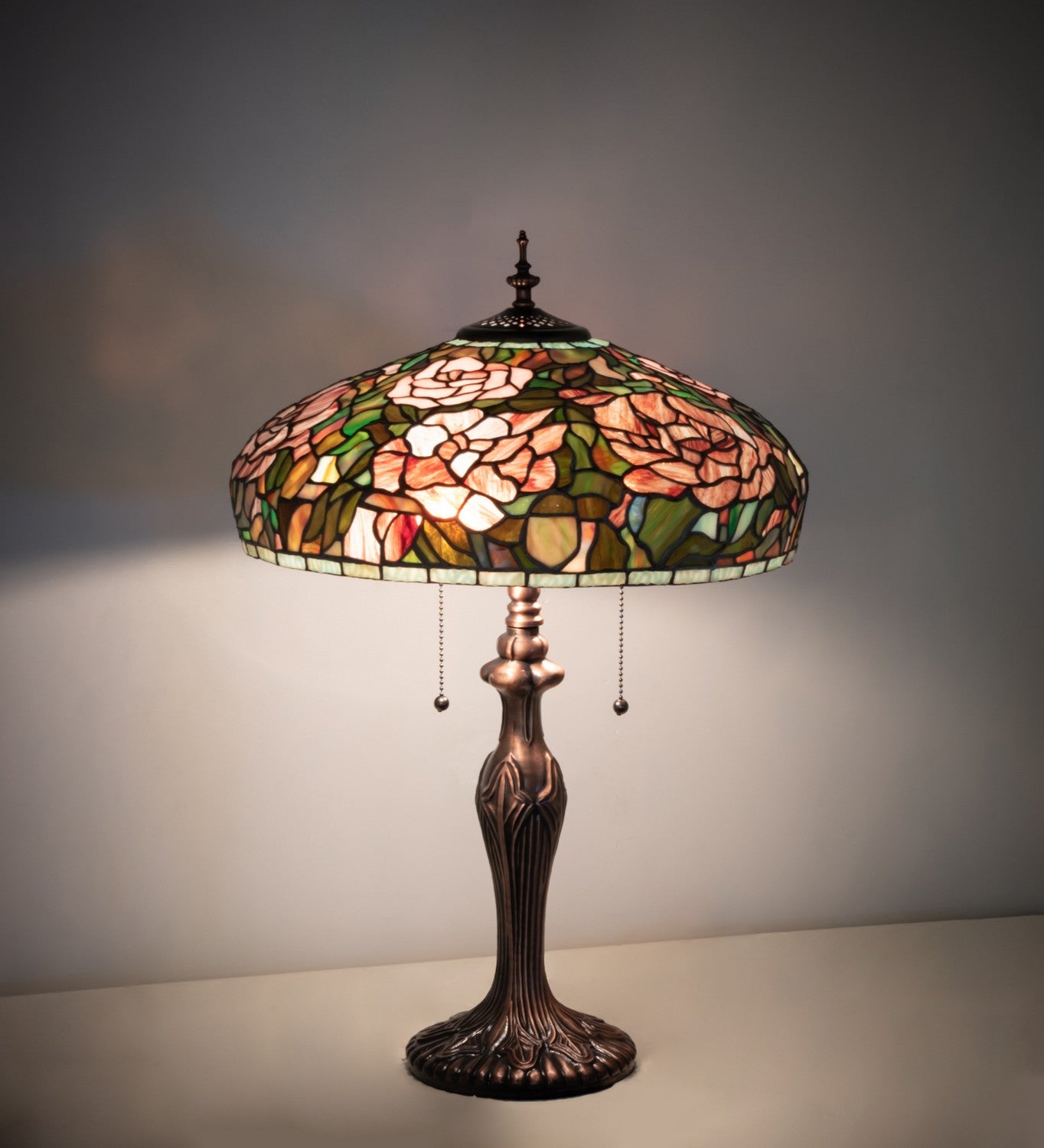 Meyda Tiffany - 265068 - Two Light Table Lamp - Tiffany Peony - Mahogany Bronze