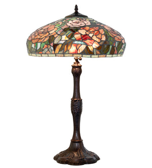 Meyda Tiffany - 265071 - Three Light Table Lamp - Tiffany Peony - Mahogany Bronze