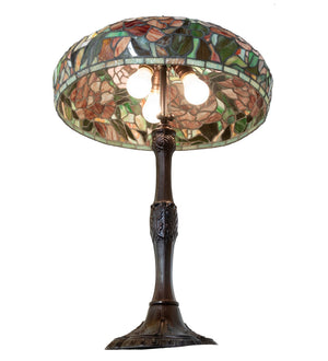 Meyda Tiffany - 265071 - Three Light Table Lamp - Tiffany Peony - Mahogany Bronze