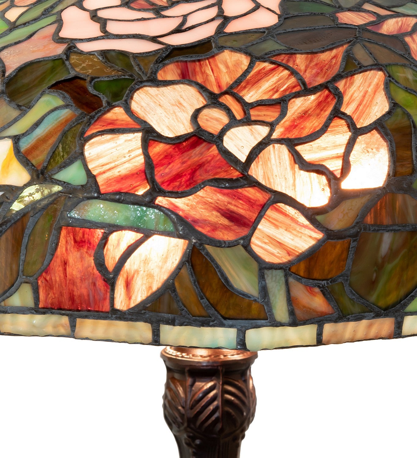 Meyda Tiffany - 265071 - Three Light Table Lamp - Tiffany Peony - Mahogany Bronze