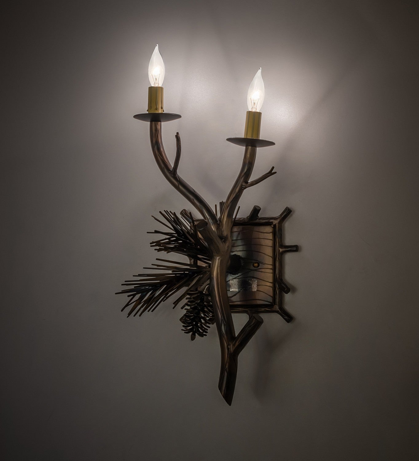 Meyda Tiffany - 265206 - Two Light Wall Sconce - Lone Pine - Light Burnished Antique Copper