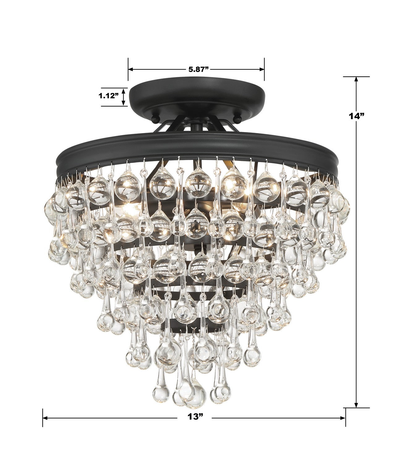 Crystorama - 130-MK_CEILING - Three Light Semi Flush Mount - Calypso - Matte Black