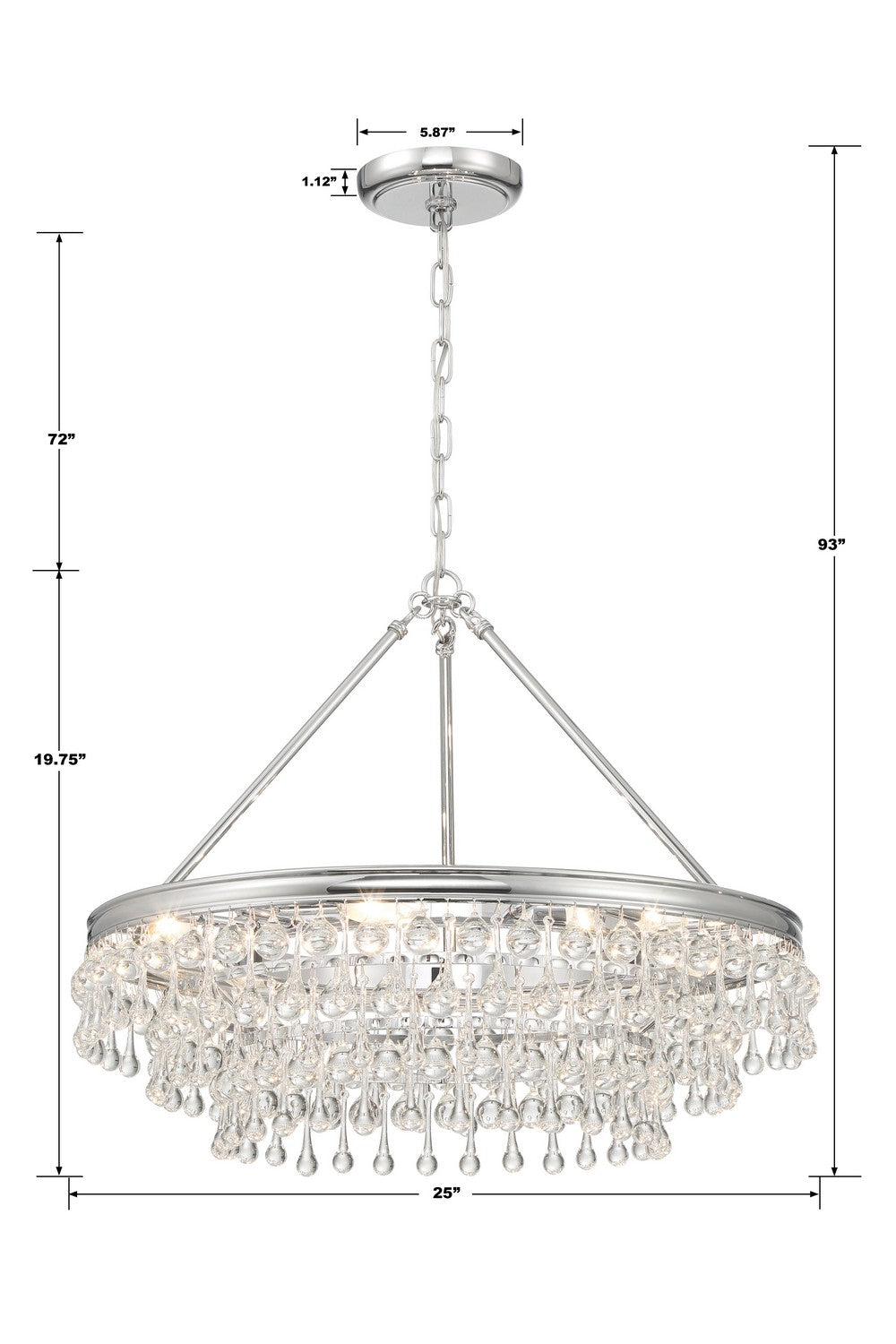 Crystorama - 237-CH - Six Light Chandelier - Calypso - Polished Chrome