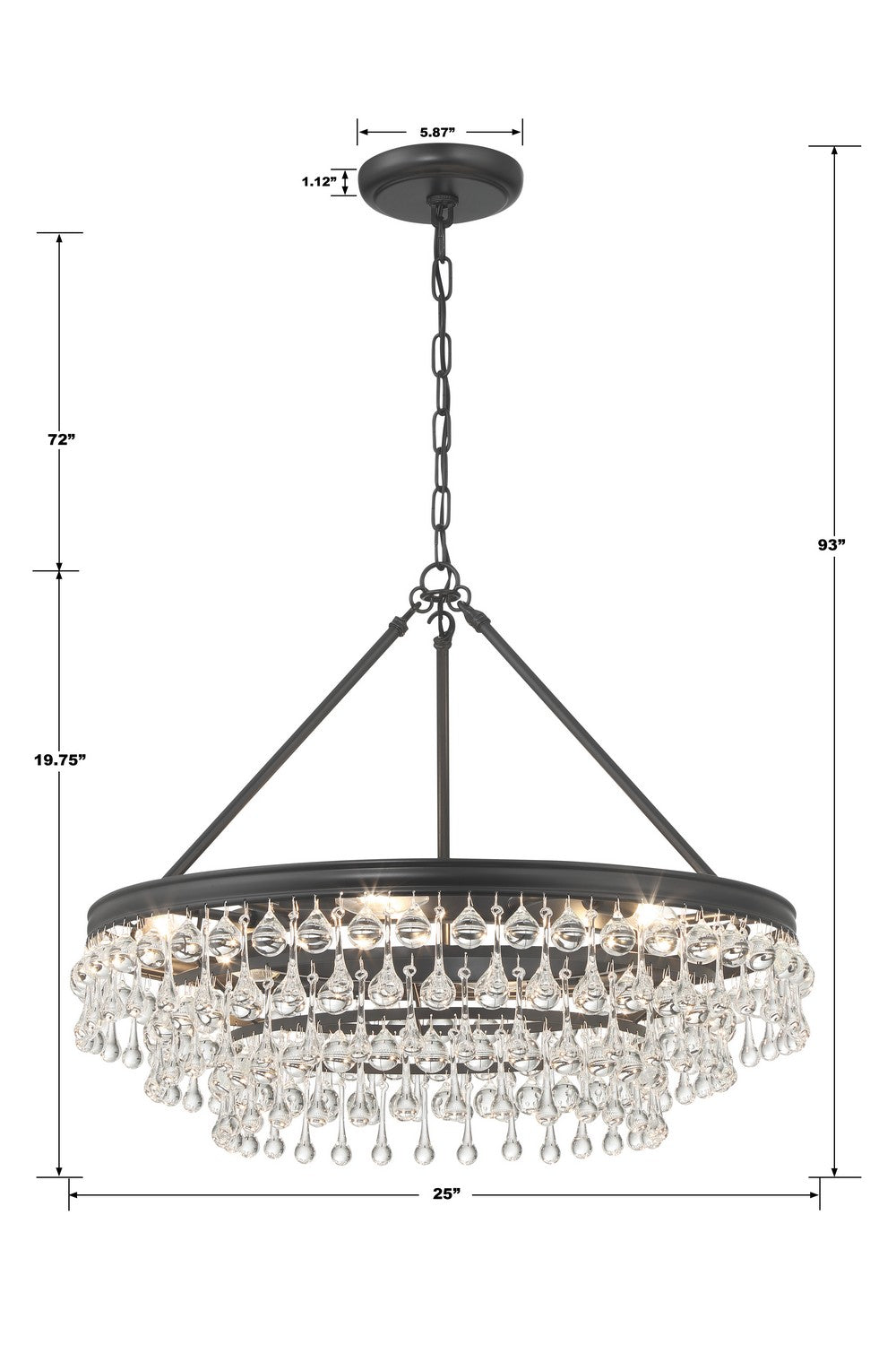 Crystorama - 237-MK - Six Light Chandelier - Calypso - Matte Black