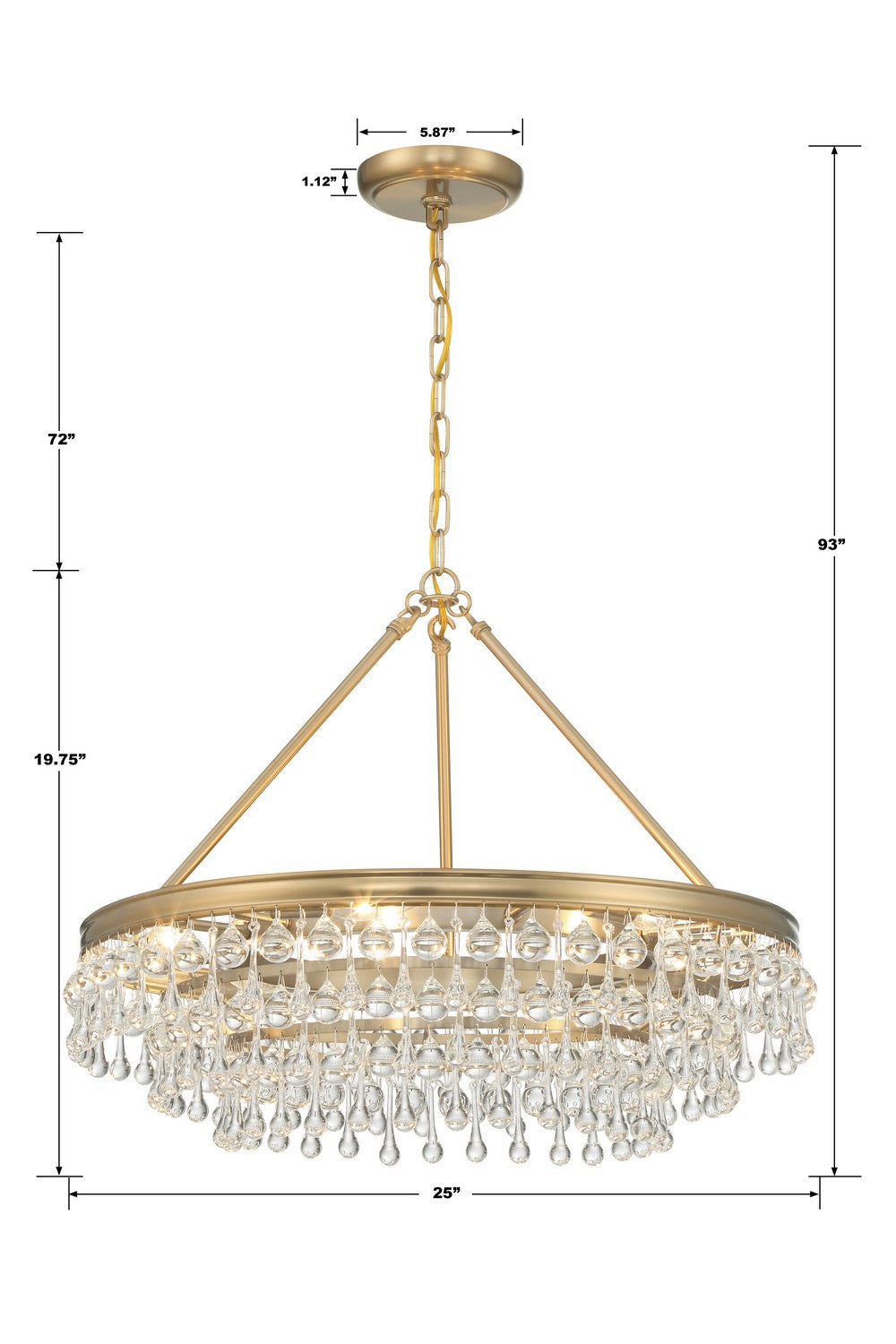 Crystorama - 237-VG - Six Light Chandelier - Calypso - Vibrant Gold