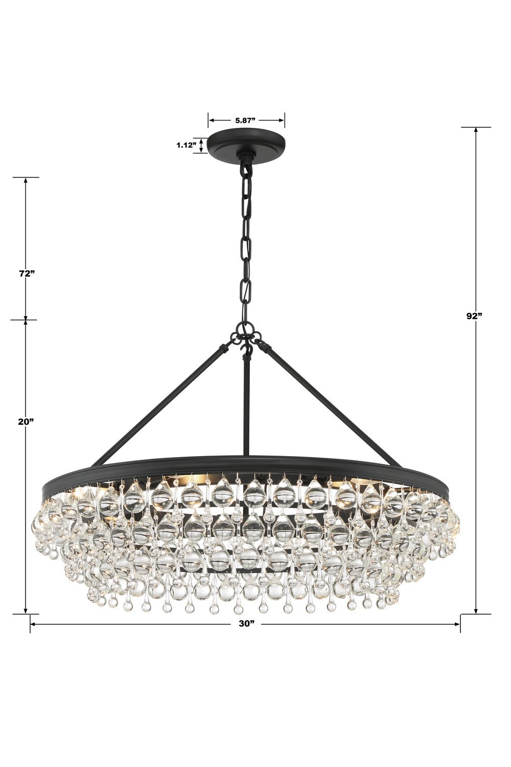 Crystorama - 275-MK - Six Light Chandelier - Calypso - Matte Black