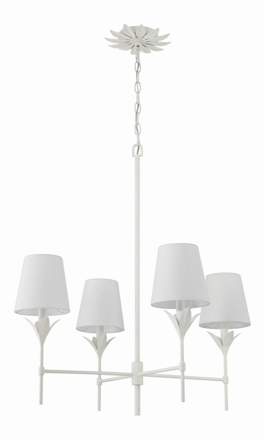 Crystorama - 534-MT - Four Light Chandelier - Broche - Matte White