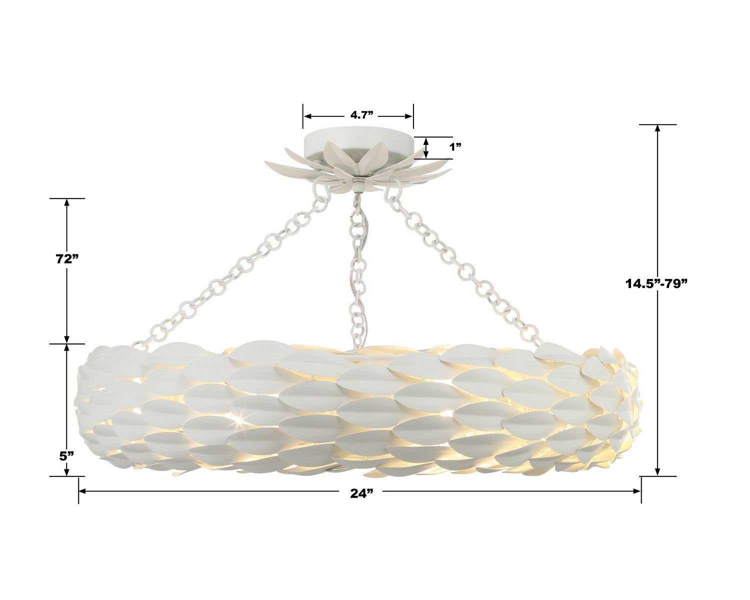 Crystorama - 536-MT_CEILING - Six Light Semi Flush Mount - Broche - Matte White