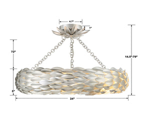 Crystorama - 536-SA_CEILING - Six Light Semi Flush Mount - Broche - Antique Silver